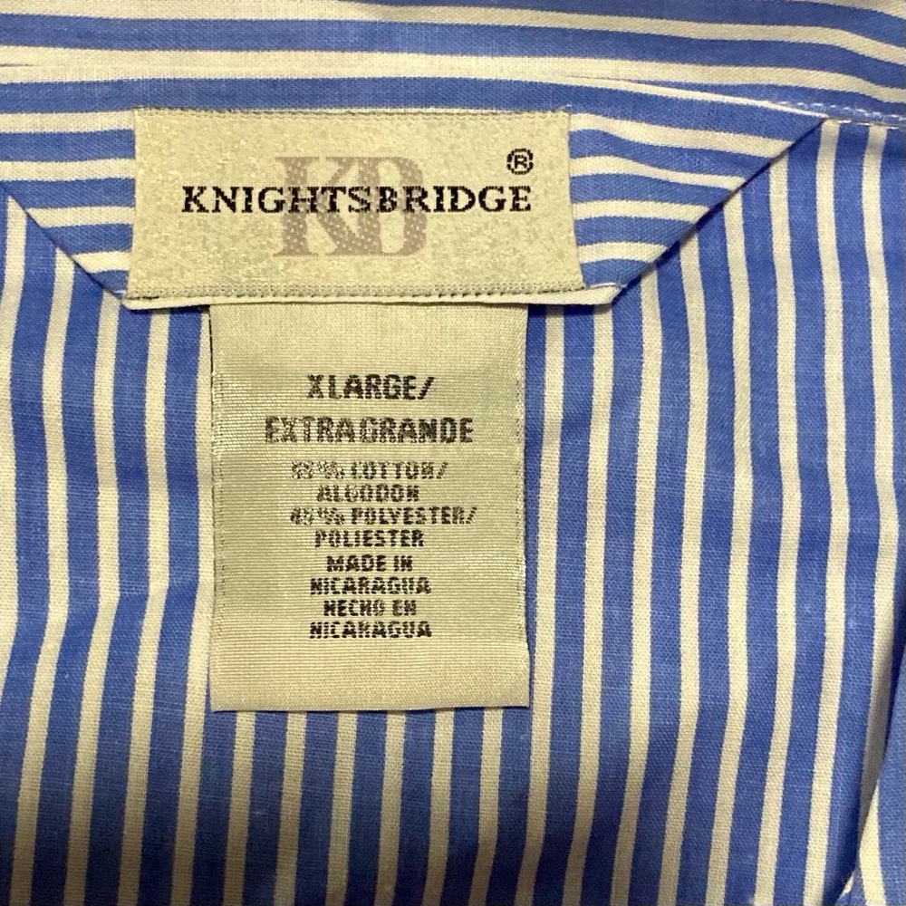 Knightsbridge Blue Striped Men's Pajama Top | Cotton Poly Blend - Picture 4 of 6